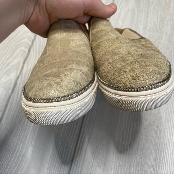 Botkier Women's Hayden Ivory Gold Croc Embossed Mule Platform Sneakers Size 6.5 - Picture 5 of 11